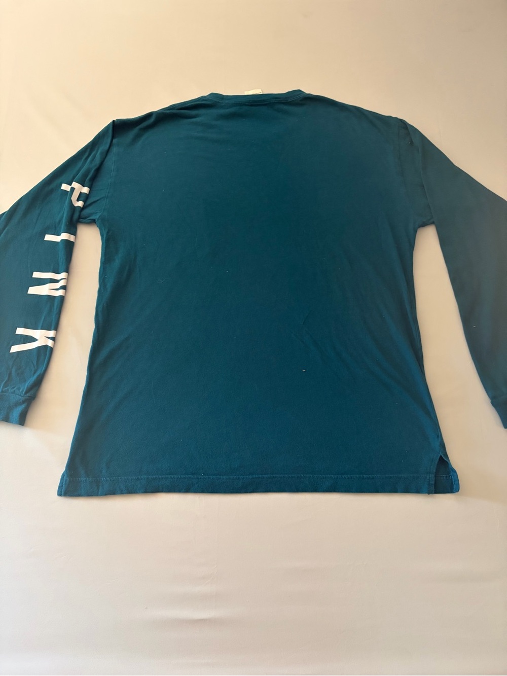 PINK Victoria's Secret Teal Long-Sleeve Pocket Tee with Sleeve Logo - Picture 2 of 3